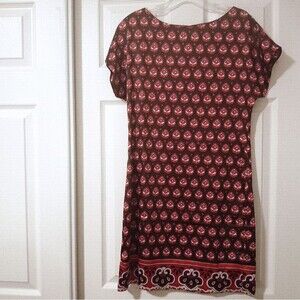 Banana Republic Preppy Y2K Silkly Geometric Print Cap Sleeve Dress Red Blk Sz 4